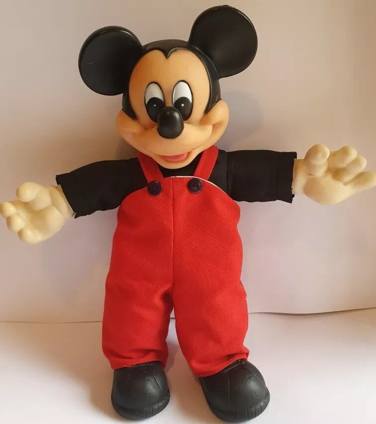 ぬいぐるみ vintage mickey mouth musicbox doll Rare Schmid Disney Mickey's Toy Chest Retired Music Box Blue
