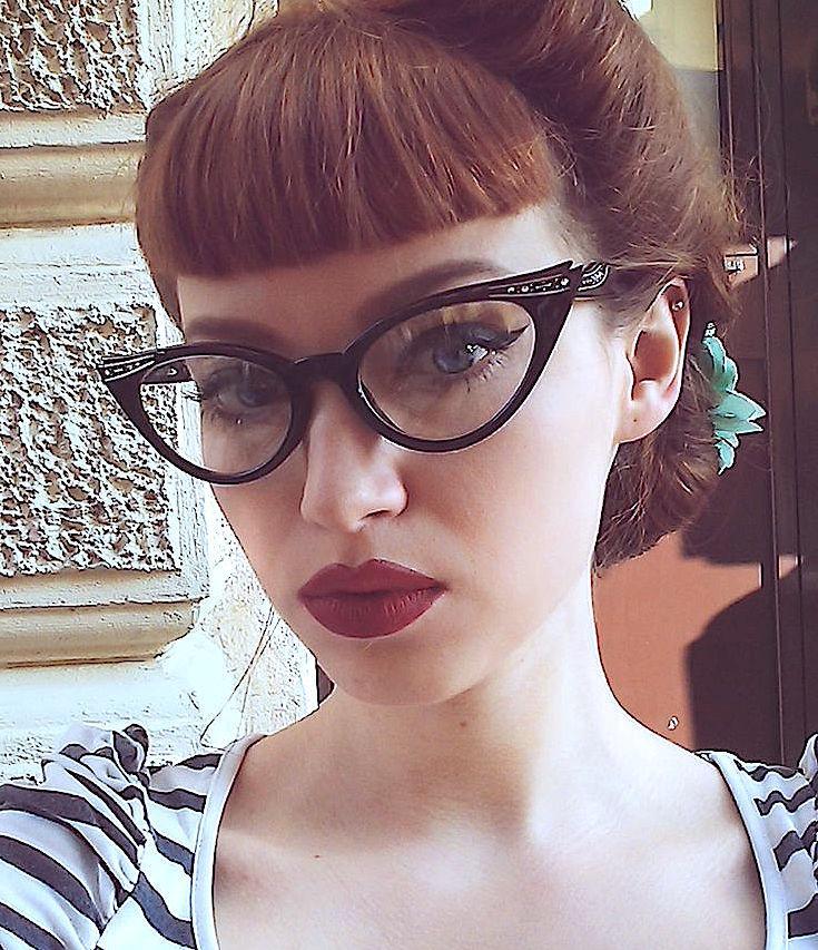 Очки с челкой фото Купить Оправа для очков 50s Vintage Cat Eye Pin Up Girl Crystals Rhinestones Eye