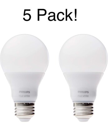 Philips Hue Smart Light A19 5-Pack bulbs 60W Equivalent Smart Alexa HomeKit