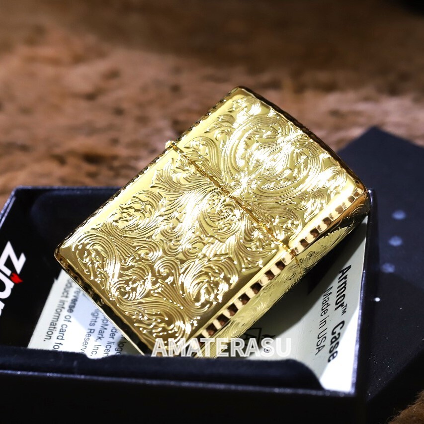 Zippo Armor Case Arabesque 5 Sided Gold Plating Lighter King