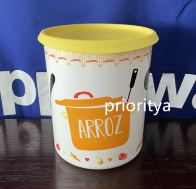 Tupperware Arroz Rice One Touch Canister 12 Cup Easy Open Yellow Seal New