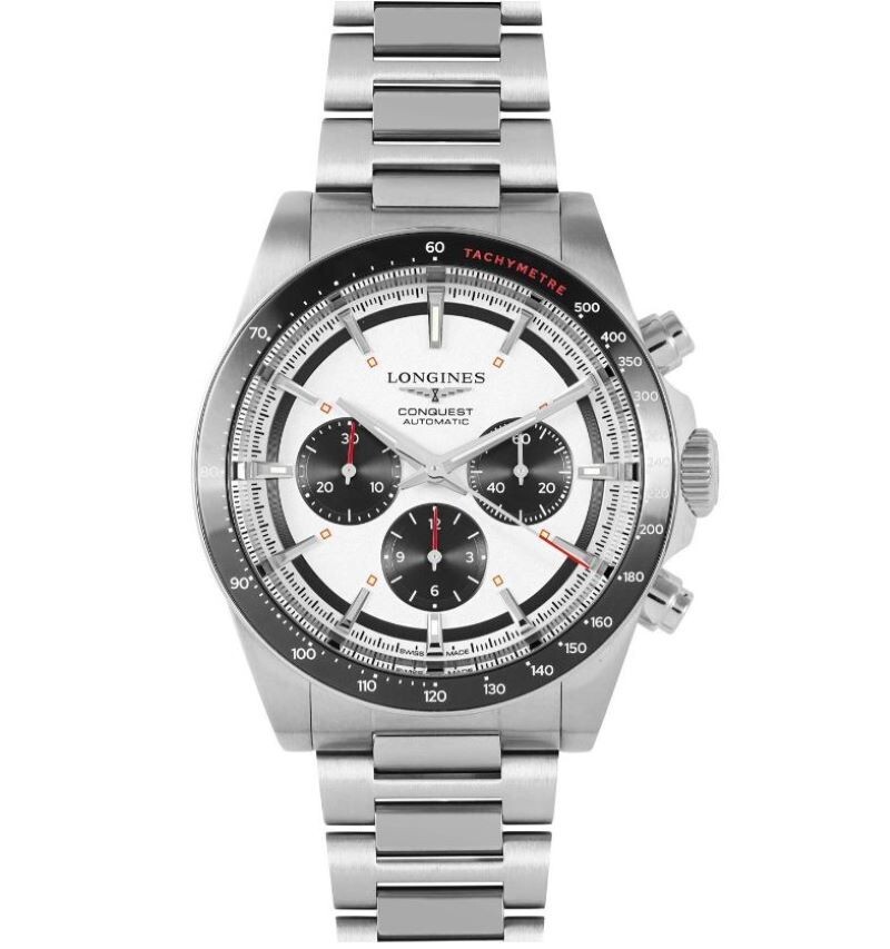 Pre-owned Longines Conquest Silver Dial Panda Steel Men's Chronograph Watch L3.835.4.72.6