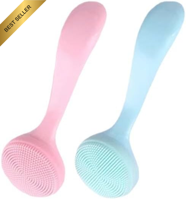 2 Pcs Silicone Manual Facial Cleansing Brush Soft Face Scrubber Exfoliating Brus
