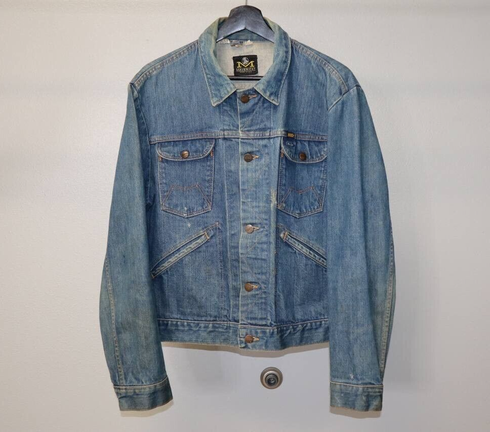 Maverick blue bell wrangler 44 USA製　L XL Vintage Maverick Blue Bell Destroyed Denim Jacket Vest