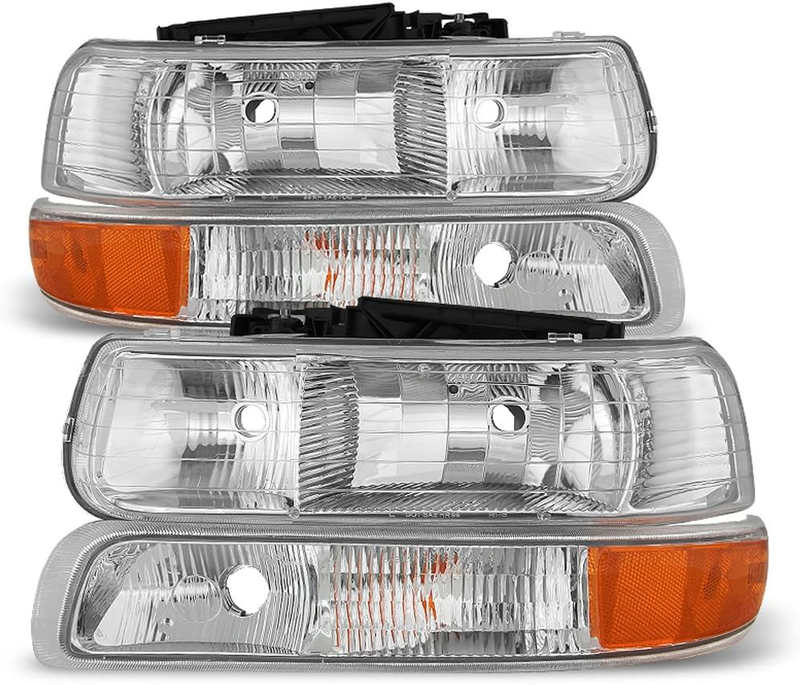 4PC Headlight Bumper Set for 1999-2002 Chevy Silverado 1500 00-06 Suburban Tahoe