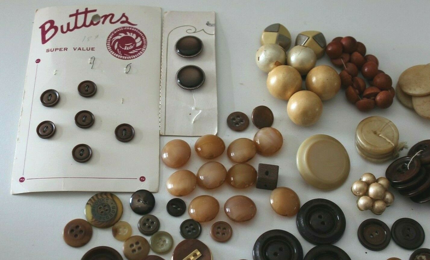 Lot Vintage Brown & Tan Glass Buttons  Inv. #163