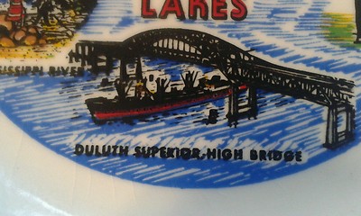 Antique Gold Rim Minnesota 10, 000 Lakes Souvenir Plate~Very Fine