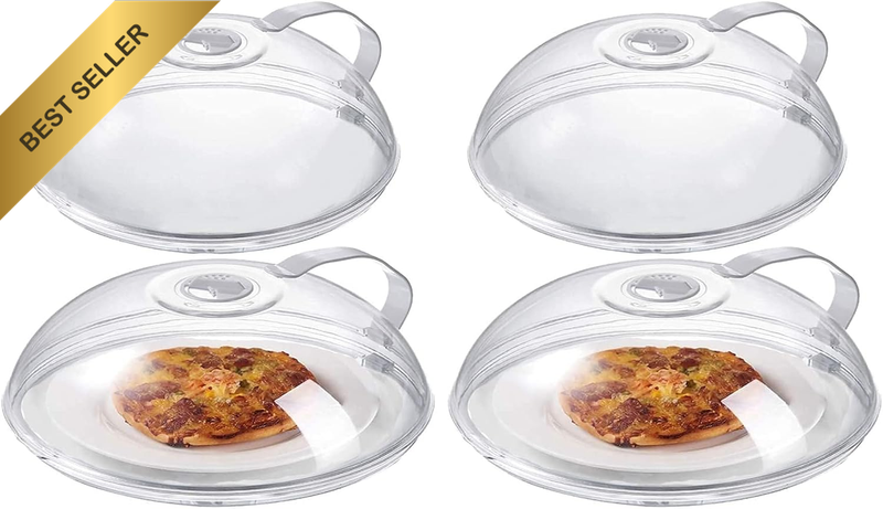 4 Pack Large Microwave Splatter Cover, Transparent Cover, Microwave Plate Cover