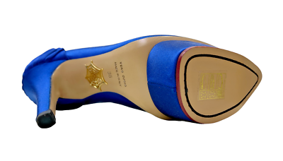 Pre-owned Charlotte Olympia Paloma Blue Silk Satin Platform Pumps 36 Eu/5.5 Us $995