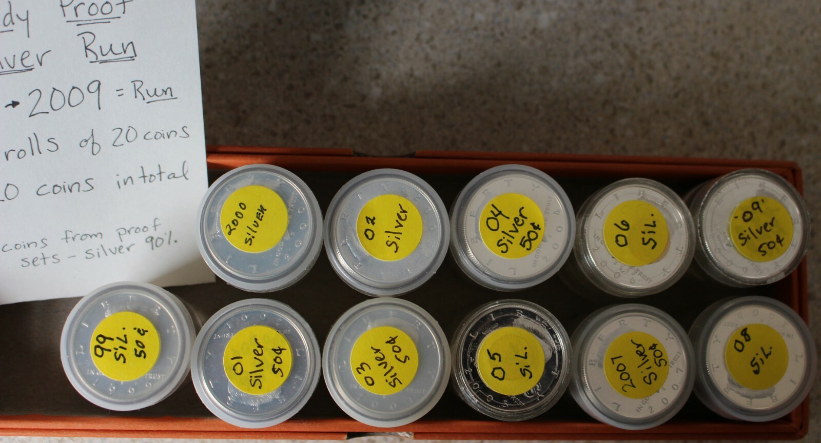 Silver Proof Kennedy Half Dollar Roll Run 1999 thru 2009 11 Rolls 220 Coins 50c