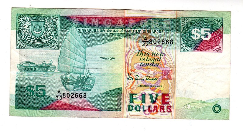 Singapore Singapor Billet 5 Dollars  Nd 1987 1989 P19a  Bon Etat
