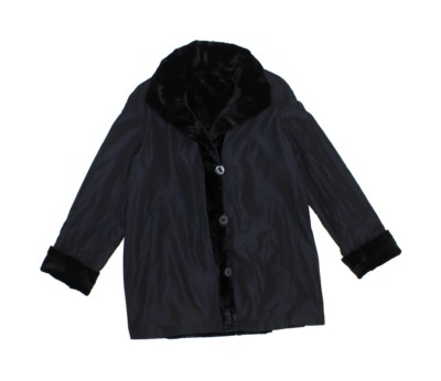 Pre-owned Bergama 813453 Plus Black Sheared Mink Fur Sections Reversible Stroller Coat 3xl