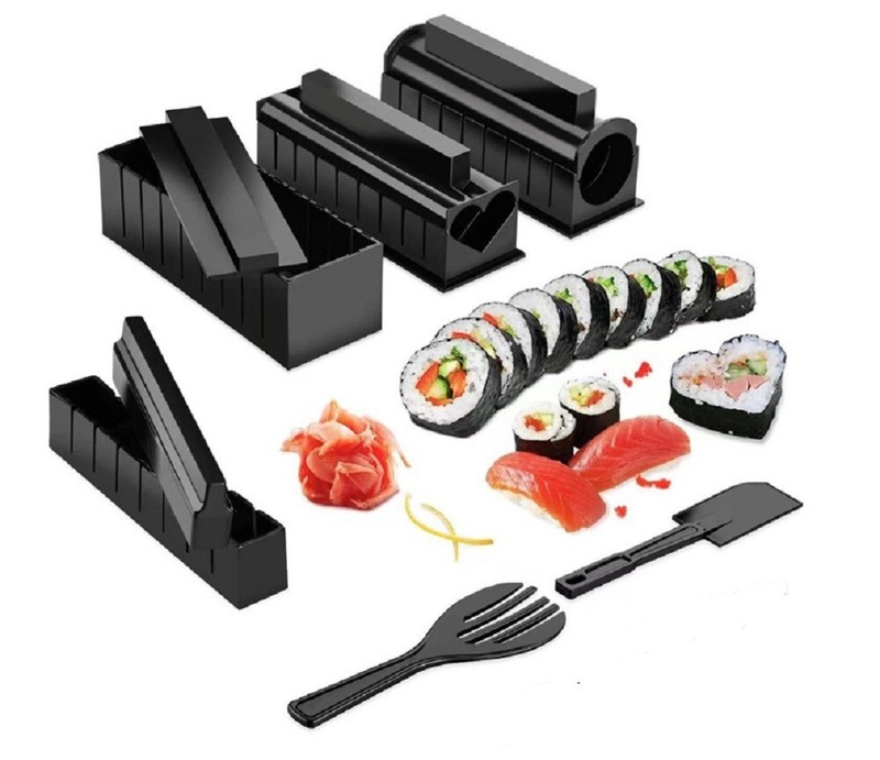 10 DIY Sushi Making Kit - Roller, Rice Ball Mold