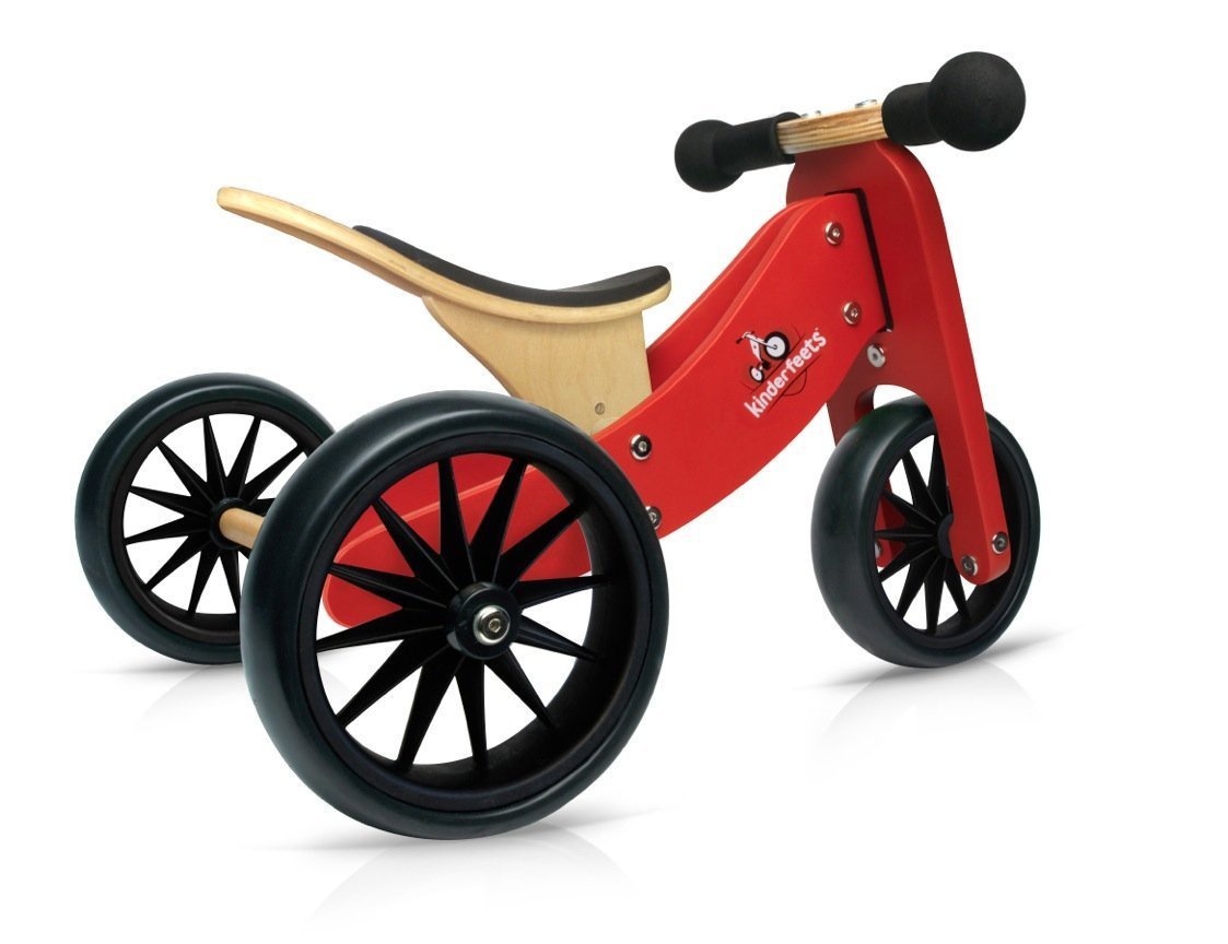 Kinderfeets TinyTot Wooden Balance Bike and Tricycle, Convertible No Pedal