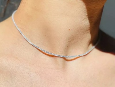 7Ct Round Lab Created Diamond Tennis Choker Necklace 14K White Gold Plated 16''