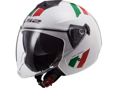 LS2 Jethelm OF573 Twister 2 Combo | weiss-grün-rot | Motorradhelm aus HPTT