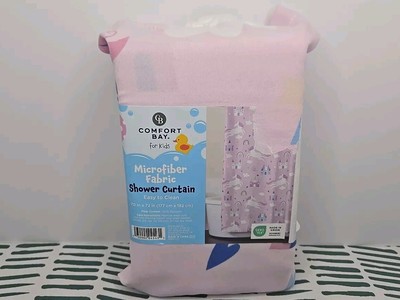 Kids Microfiber Comfort Bay Fabric Shower Curtain Unicorn Pink 100% Polyester 