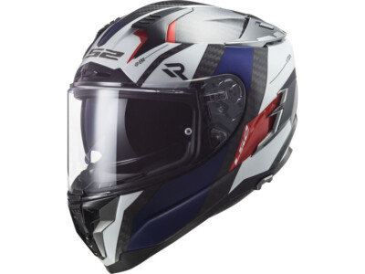 LS2 Integralhelm FF327 Challenger Alloy Carbon | Weiß-Rot-Blau | Motorradhelm...
