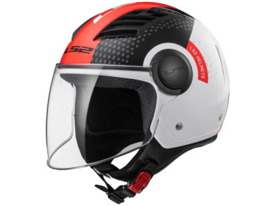 LS2 Jethelm OF562 Airflow Condor | Weiß-Schwarz-Rot | Motorradhelm aus HPTT