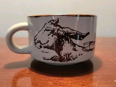 J Downs  DOWN ON THE FARM Goat Soup Coffee Tea Mug 1980 Enesco Korea Vintage 