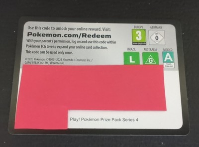   1X Pokemon Online code card Play! Pokemon Prize Pack Series 4 TCGO