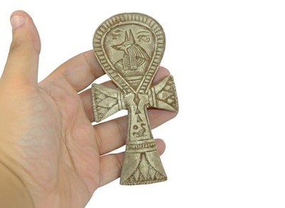 Rare ancienne clé de vie égyptienne ankh d'amulette d'Anubis av. J.-C. égypto...