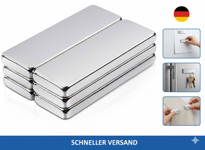 MIN CI Neodym-Magnete, Stark, 30 X 10 X 3 Mm, 6 Stück, Quadratisch, Kühlschrank