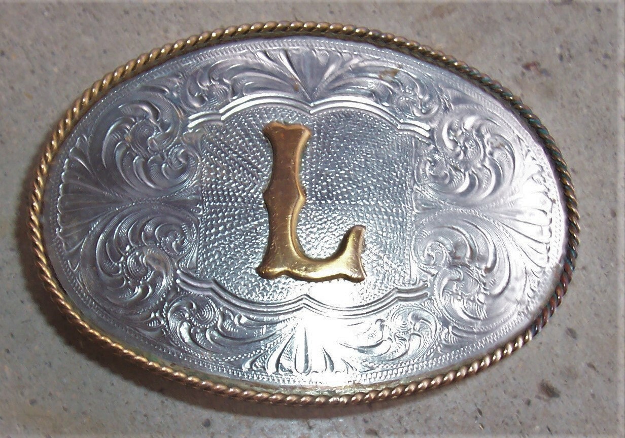 Nevada Silver USA  Fancy Belt Buckle w / Letter 