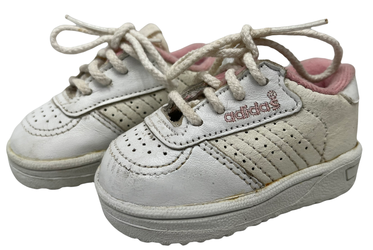 Adidas Toddler Size 2 Tennis Shoe White/Pink #039270 Vintage