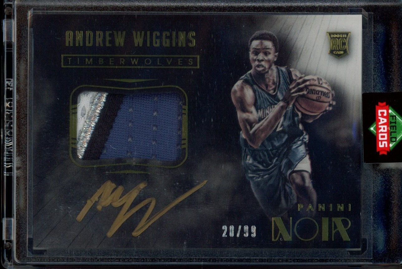 スポーツ選手 Panini Noir Andrew Wiggins RC patch auto 2014 Panini Noir Andrew Wiggins Rookie Patch Auto /99 4 clr