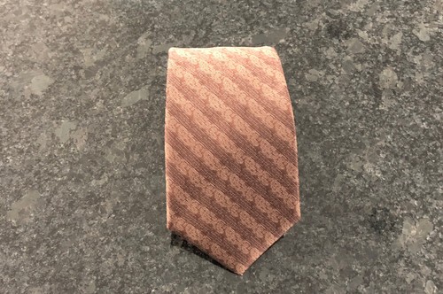 YVES SAINT LAURENT YSL Tie Necktie Brown Copper Striped