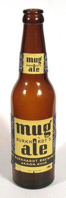 1952 Scarce Vintage BURKHARDT MUG ALE Longneck BEER BOTTLE Paper Labels Akron OH