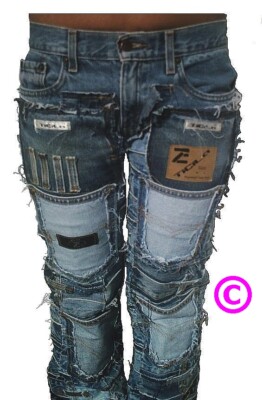 Pre-owned Ticila Seven Star Phat Beach Club Hip Rock Star Patchwork Jeans Seven Star Miss 29/32 D:38 In Blue