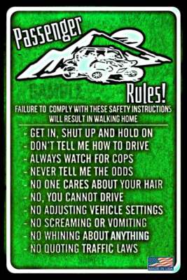 OFF ROAD RULES! METAL SIGN 8''X12'' POLARIS RZR CAN-AM UTV GARAGE PARKING ONLY
