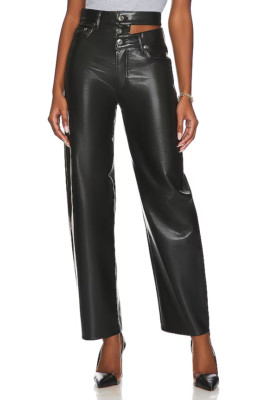 AGOLDE Broken Waistband Pant Womens 28 Detox Black Recycled Leather Straight NWT