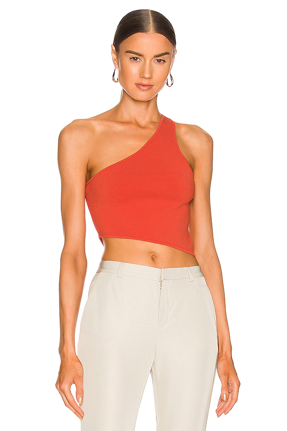 A.L.C. Colby One Shoulder Crop Top Women's L Moroccan Spice Pullover Style~ - Picture 1 of 13