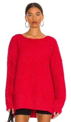 Free People Moira Slouchy Tunic In Cherry Fizz Combo