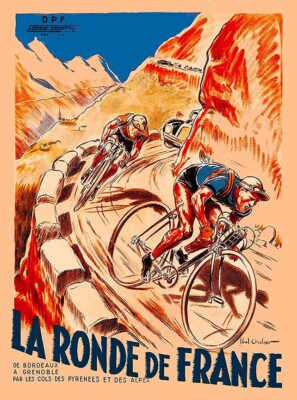 1939 Tour de France Map Poster Vintage Bicycle : Archival Quality Art Print