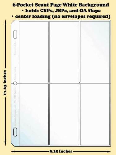 Best Hobby Pages 6-Pocket Scout White Polypropylene Archival Page Pack of 25
