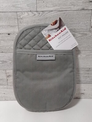 NEW KITCHENAID TEXTURED SILICONE GRIP POT HOLDERS SET OF 2 GRAY