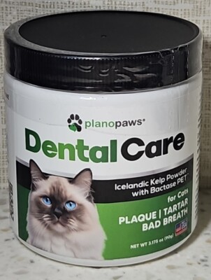 PlanoPaws Dental Care Powder for Cats Bad Breath Plaque Tartar 3.175 oz 02/2026