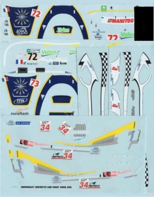 LOT DECALS 1/43 CHEVROLET CORVETTE C6R PART1 COLORADO DCV001