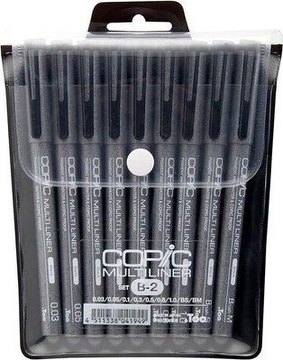 Too Copic Multiliner Black B-2 Set MLB2 -7 line widths & 2 brush types Japan New