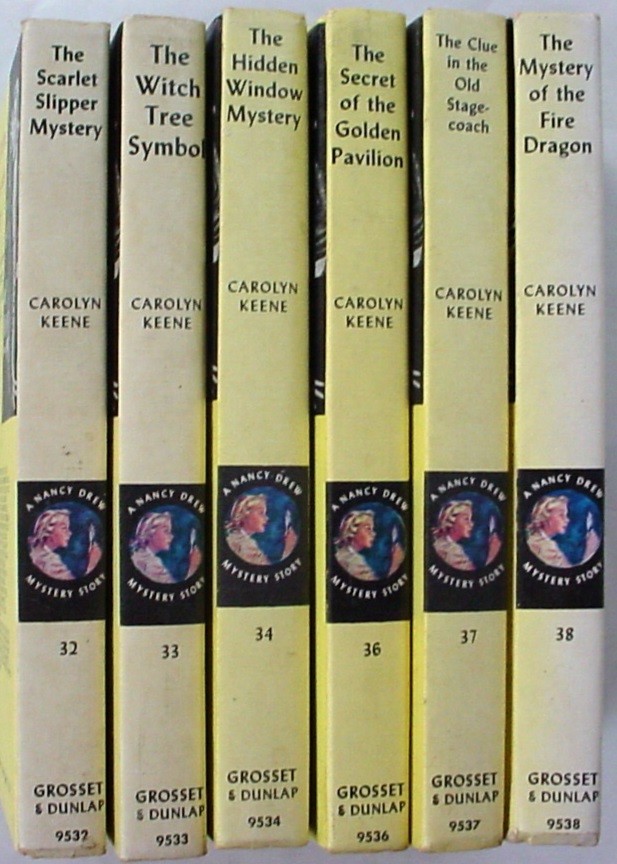 Nancy Drew 6 Lot nos.32, 33, 34, 36, 37, 38 Yellow Spine Picture Cover Editions