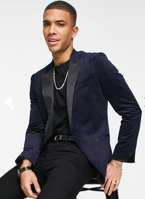 Topman navy best sale suit