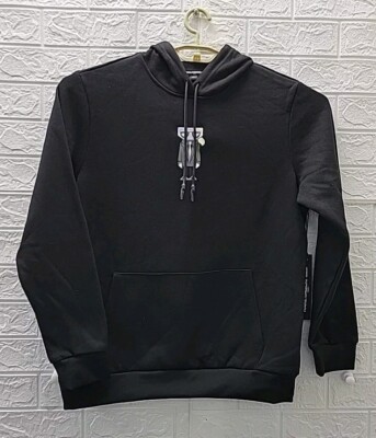 New Karl Lagerfeld Paris Soft Solid Pullover Hoodie Black Size Medium