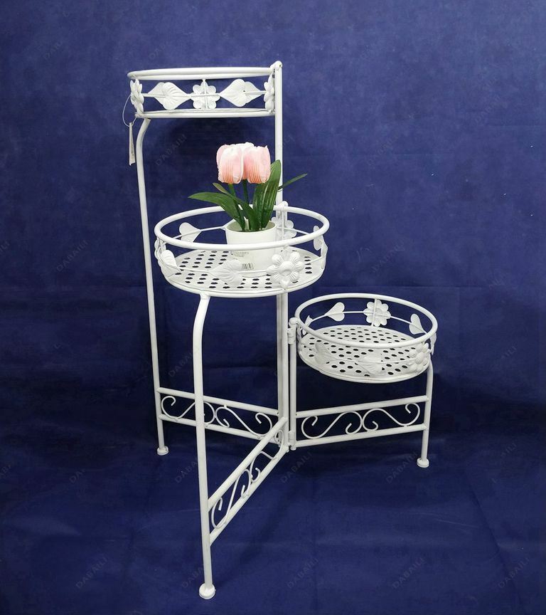 Mobile Tavolino Porta Piante Vasi Portavaso 3 Posti In Ferro Bianco 10831 bal