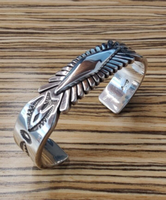 Rare Thomas Curtis 925 Silver Cuff Bracelet - Dine - Navajo Size 7 over 70g