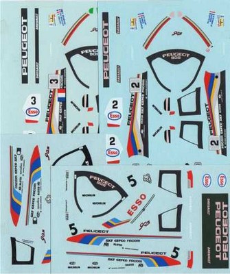 LOT DECALS 1/43 PEUGEOT 905 ENDURANCE COLORADO DCV016