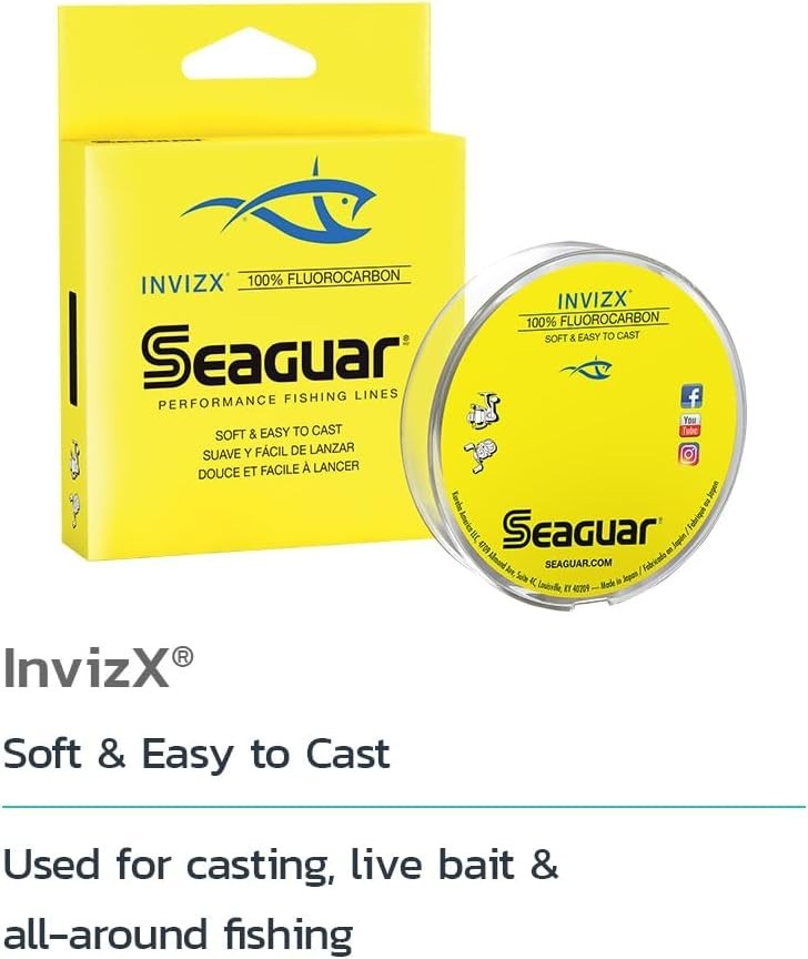 Soft & Sensitive InvizX Fluorocarbon Fishing Line - 10lbs, 1000yds for Precision